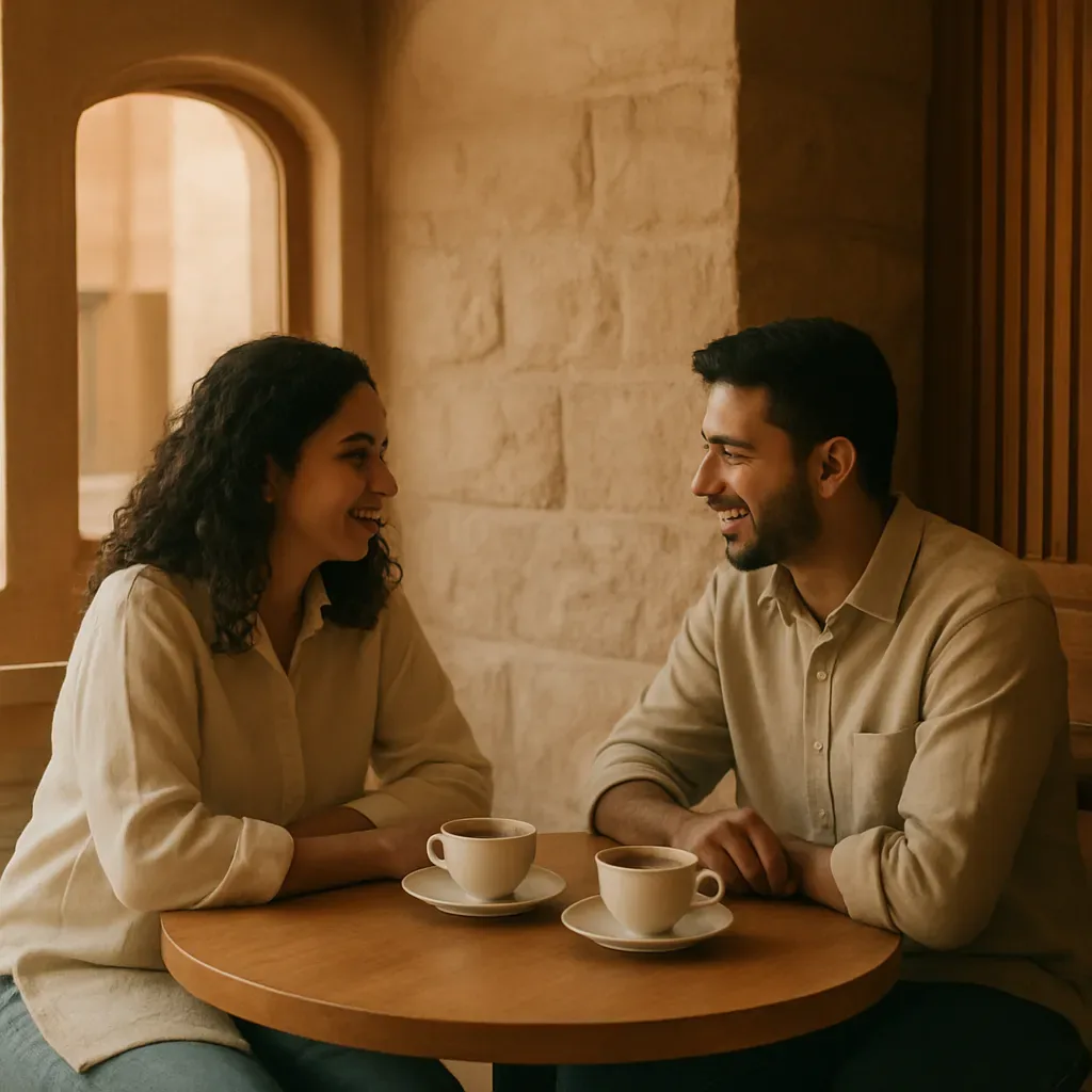 Warm, welcoming seating inside the café